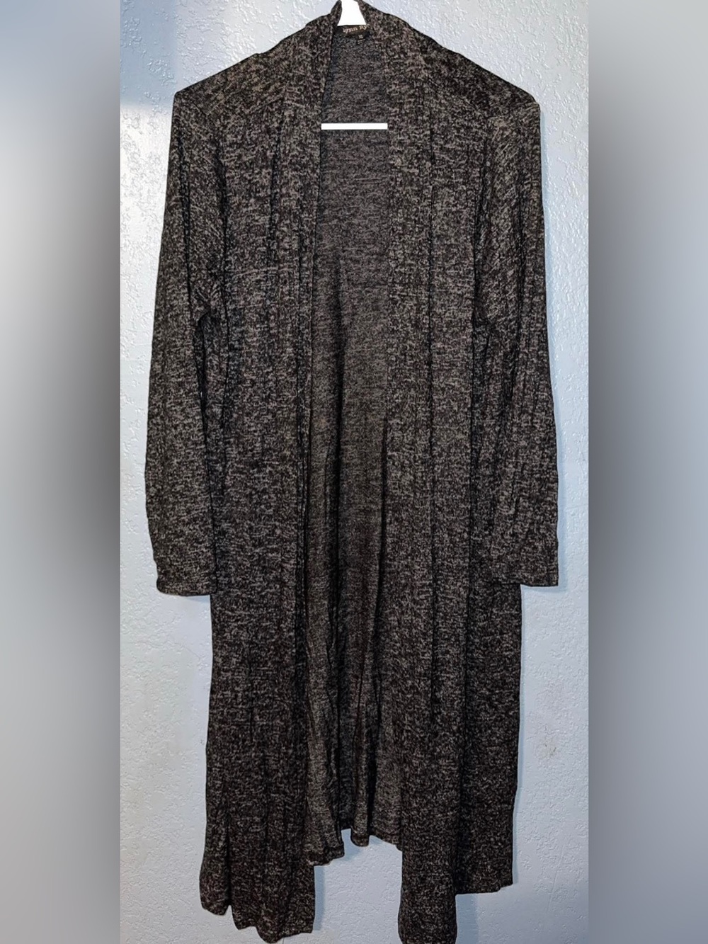 Open-Front Long Women's Cardigan Sweater - Charcoal Heather